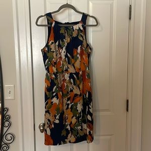 212 Collection Navy and Orange Sheath Dress